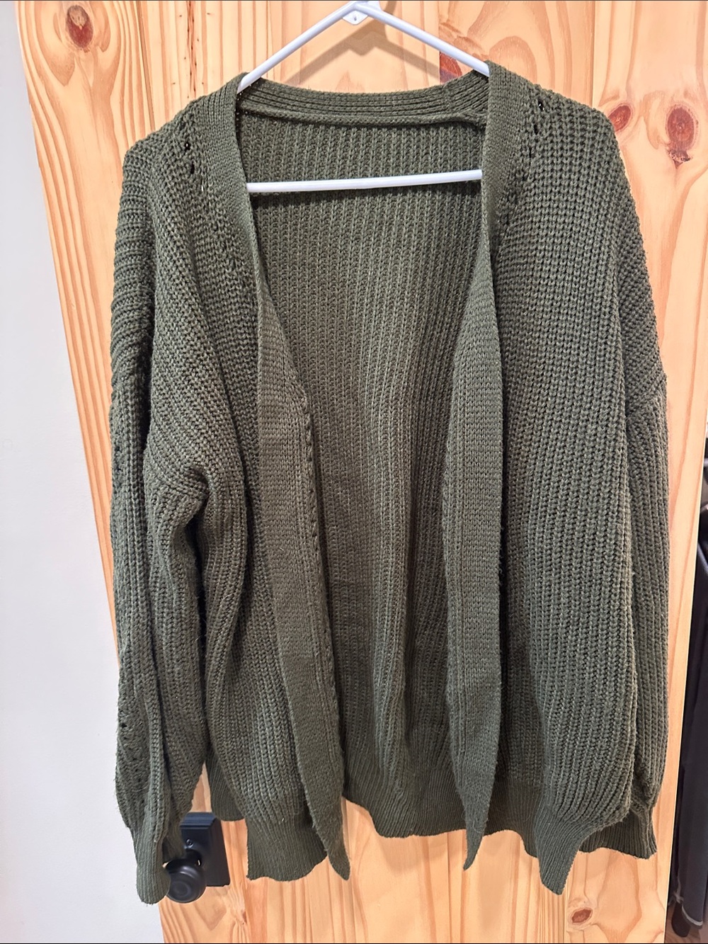 Olive Open-Front Chunky Knit Women's Sweater Cardigan